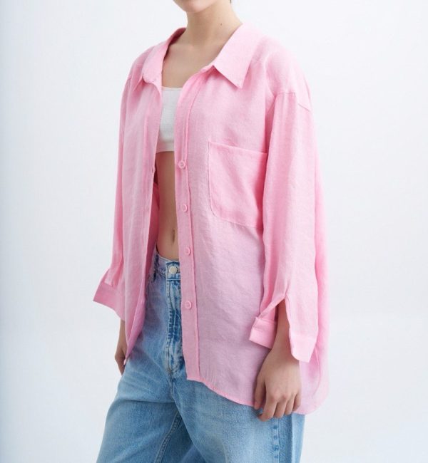 Perry's Lichtroze Oversized Blouse met Lage Schouders