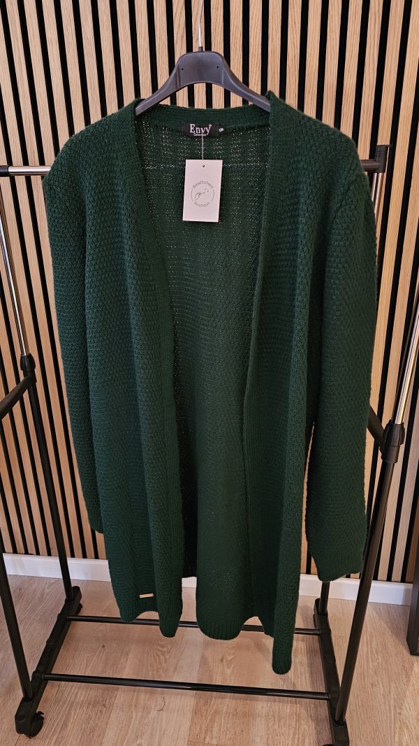 Bewitched-Boutiqeu lang gebreid vest Donker Groen